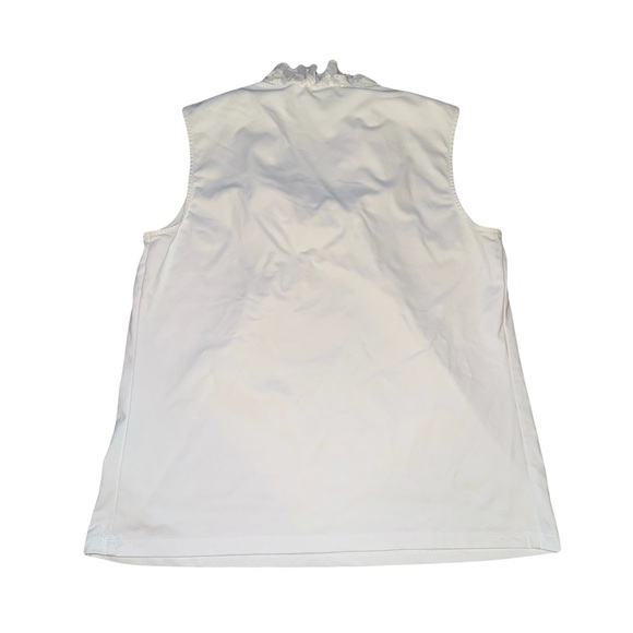 J. McLaughlin Women’s Ruffle Neck Sleeveless Nylon/Spandex White Top Med - Picture 3 of 5